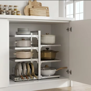 Organisateur <span class=keywords><strong>de</strong></span> cuisine moderne en acier inoxydable robuste, étagère <span class=keywords><strong>de</strong></span> <span class=keywords><strong>rangement</strong></span> pour casseroles et ustensiles <span class=keywords><strong>de</strong></span> cuisine, support réglable multi-niveaux pour armoire - Product Image 1