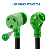H10384 30 Amp RV kabel ekstensi NEMA TT-30 125 Volt indikator LED STW 10AWG kabel 15 kaki ETL terdaftar