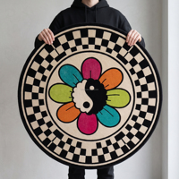 Tapis de salon rond vintage moderne en gros, doux, épais, lavable en machine, grand format, personnalisable avec votre logo pour la décoration de la pièce