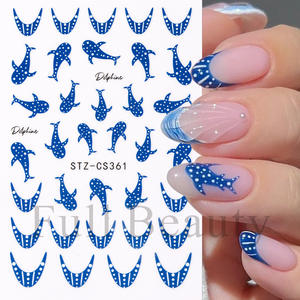 63 styles d'autocollants 3D pour ongles, motif baleine <span class=keywords><strong>bleu</strong></span> <span class=keywords><strong>marine</strong></span>, dessin animé, pois ludiques et animaux marins, pour <span class=keywords><strong>nail</strong></span> <span class=keywords><strong>art</strong></span> tendance - Product Image 3