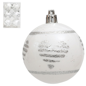 Nouvelles Boules de Noël Tendance 6cm Blanches et Argentées en Plastique de Haute Qualité, Ornements Suspendus pour Arbre et Décoration de Fête - Product Image 4