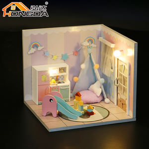 Hongda S2008 <span class=keywords><strong>Maison</strong></span> miniature arc-en-ciel <span class=keywords><strong>Maison</strong></span> de poupée miniature en bois à monter soi-même avec lumière - Product Image 2