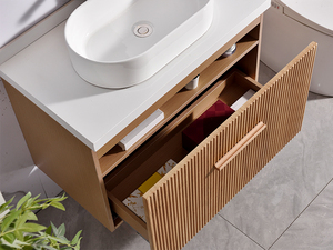 Mueble de <span class=keywords><strong>Baño</strong></span> Moderno de Lujo, Impermeable, de Madera Maciza, Rectangular, con Espejo LED y Gabinetes, <span class=keywords><strong>para</strong></span> Montar en la Pared - Product Image 3