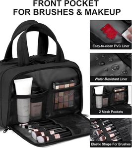 Grande trousse de toilette matelassée légère et spacieuse avec poignée pour organiser les cosmétiques - Product Image 5