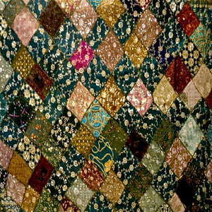EXOTIC BEADED VINTAGE SARI TABLE SPREAD CLOTH <b>TAPESTRY</b> - Product Image 1