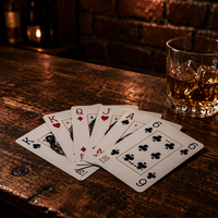 Jeu de cartes à jouer standard 300 g/m² avec noyau bleu et revêtement verni, modèles prêts à l'emploi disponibles pour les commandes en gros.