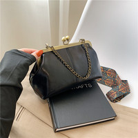 Tas Selempang Wanita Warna Solid Vintage Sederhana Grosir Tas Kulit PU Mewah Retro Elegan Tas Clutch Malam Hari