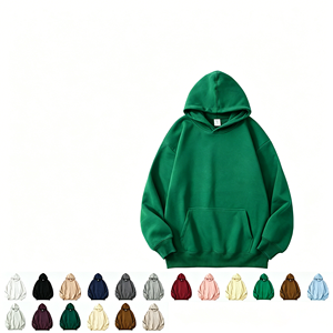Solid Color Cotton French Terry Oversized <b>Pullover</b> Hoodie <b>Mens</b> Casual Hooded Sweatshirt Autumn Apparel - Product Image 1