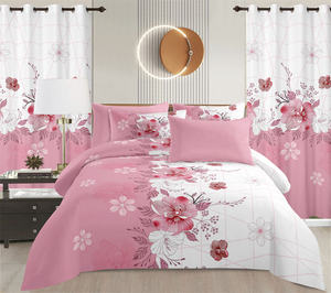 Juego de Sábanas de 8 Piezas de Tela de Calidad 100% Poliéster, Sábana Ajustable Suave con Cortinas a Juego, Tamaño King - Product Image 1