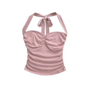 Hauts décontractés pour femmes, coupe ajustée, respirants, col cœur, dos nu, style vintage - Product Image 5