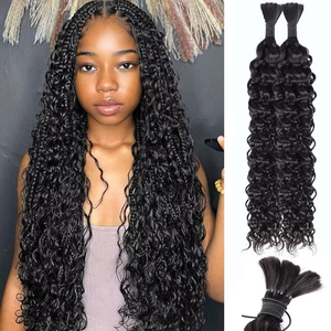 Extensiones de Cabello Virgen de Grado 10A, 100% Cabello Humano para Trenzas, Cabello Brasileño con Doble Trama, Sin Procesar, Rizado, Negro, para Mujer - Product Image 5