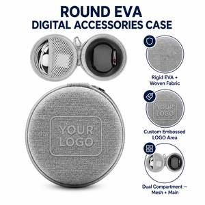 EVA 工具箱 防震圆形拉链收纳盒 适用于手表线缆和充电器 耐用轻便 便携式 家用旅行用 - Product Image 3
