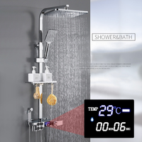 Nouvelle conception Ensemble de douche thermostatique de salle de bain en laiton finition chrome noir et or avec barre coulissante et commande numérique à poignée unique