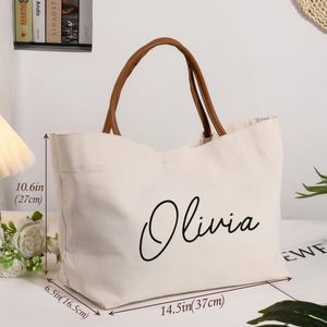 Custom Personalized Bridesmaid Canvas Tote <b>Bags</b> with Name, <b>Wedding</b> <b>Gift</b> <b>Bags</b> for Bridal Party, Reusable Beach Tote <b>Bags</b> - Product Image 6