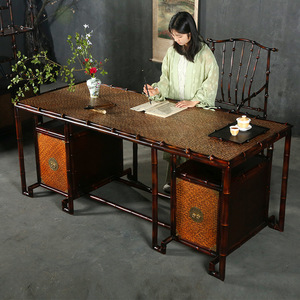 Handmade <b>Bamboo</b> Rectangular Desk Song Style Office <b>Table</b> Chinese Design Calligraphy Tea <b>Table</b> Fully Assembled - Product Image 4