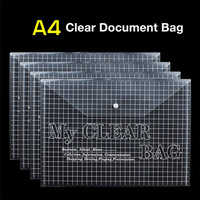 Personnalisé Clair PP Stockage A4 Taille Enveloppe Papier Fichier Test Organisateur Porte-Documents Avec Bouton