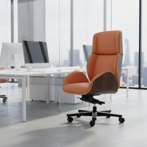 Silla de Oficina Ejecutiva Ergonómica Reclinable de Diseño Moderno Suoni, Respaldo Alto de Madera con Acabado en Cuero, Altura Ajustable, para Uso Doméstico - Product Image 6