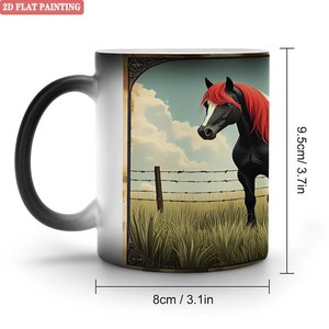 Frosted Black 11oz <b>Ceramic</b> <b>Mug</b> Heat Sensitive Color Changing Magic Cup Daily Use - Product Image 1