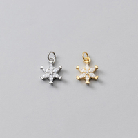 Pendentif fleur étoile en zirconium plaqué or S925 avec boucle pour collier, bracelet et boucles d'oreilles pour la fabrication de bijoux.