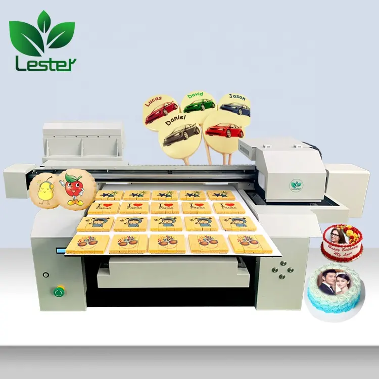 LSTA1A2-001 سرعة الطباعة السريعة 6560 و 6090 CMYK الصالحة للأكل وتزيين الطعام طابعة a1 الصورة كعكة الغذاء آلة طباعة