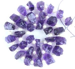 Natural Blue Amethyst Gemstone Untreated Rough Center Drill Making Jewelry February Birthstone Wholesale - Product Image 1