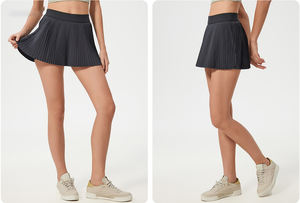 تنورة نسائية عالية الجودة جيدة التهوية 2 في 1 مطوي للتنس والتنس بيكليبول تنورة ملابس باديل مع جيب - Product Image 5