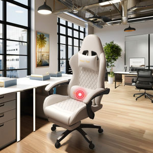 เก้าอี้เล่นเกมหนัง PU สีเขียว-บริการสูงสำหรับสำนักงานหรือห้องเล่นเกมดีไซน์ใหม่เรียบง่าย - Product Image 3