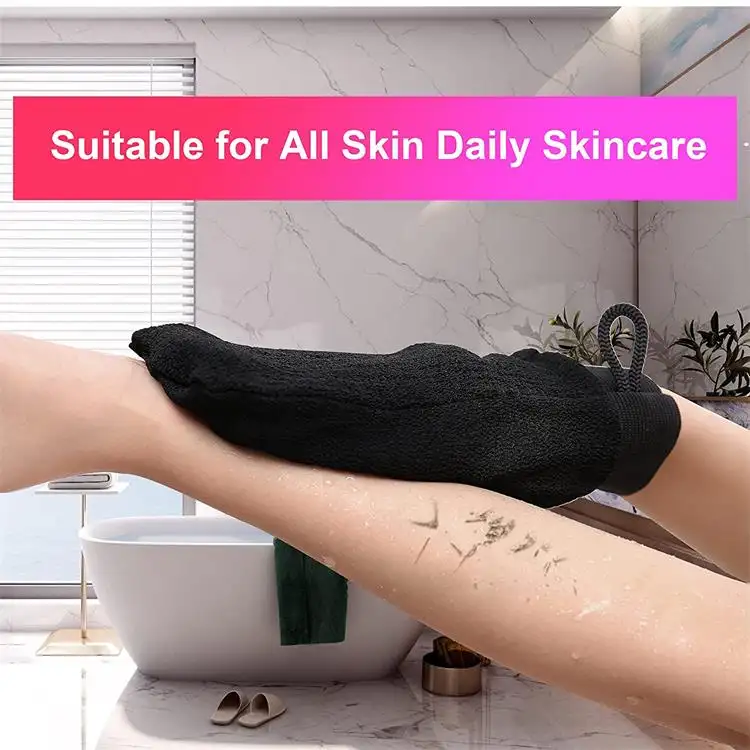 Nettoyage en profondeur du corps enlever la peau morte 100% gants de gommage exfoliants en viscose naturelle pour la douche