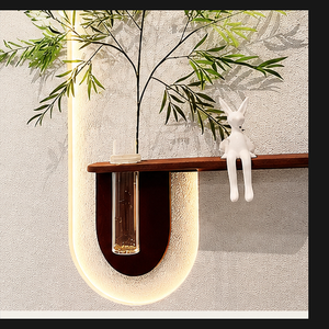 Pannello Murale Retroilluminato Testurizzato con Mensola Integrata, <span class=keywords><strong>Arte</strong></span> Astratta Floreale Botanica per Ingressi, Reception e Interni di Strutture Ricettive - Product Image 3