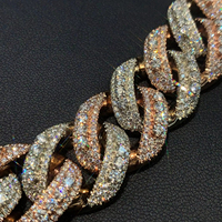 Chaîne cubaine hip-hop personnalisée pour homme en or massif 10K/14K/18K avec diamant CVD ovale de 0,3 mm cultivé en laboratoire certifié IGI – Collier et bracelet