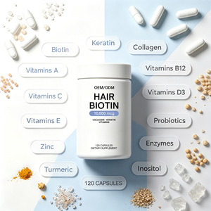 แคปซูลไบโอตินแบรนด์ส่วนตัว 10000mcg ไบโอตินเข้มข้นสูง อาหารเสริมสมุนไพรสำหรับผม ผิว เล็บ สำหรับคนทานวีแกน จำหน่ายแบบขายส่ง - Product Image 2