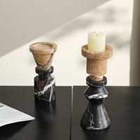 Ensemble de porte-bougies Flolenco en pierre naturelle, élégant, géométrique, moderne, en marbre et travertin, décoration de table pour la maison