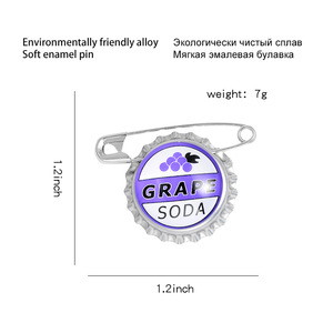 Hot Selling Summer Fresh Fruit Enamel Pin <strong>GRAPE</strong> SODA BEER BOTTLE Cartoon Brooch Cut Tin Metal <strong>Badge</strong> for Beer Creative Fruit Gift - Product Image 4