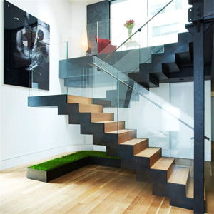 <span class=keywords><strong>Escalier</strong></span> en fer forgé avec design en forme de U et <span class=keywords><strong>marches</strong></span> en marbre, avec éclairage LED - Product Image 5