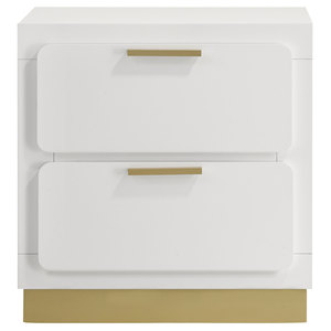 Sophia <b>White</b> 2-drawer Nightstand Modern <b>Bedside</b> Storage <b>Cabinet</b> with Gold Accents for Bedroom - Product Image 4