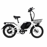 Vélo Électrique Pliant Urbain Blanc pour Adultes avec Siège Arrière et Dossier, Batterie Lithium 48V, Panier Avant pour Livraison et Transport