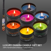 Vente en gros, étiquette privée, Chakra, 7 paquets, cristal spirituel, aromathérapie, étain, bougie parfumée, coffret cadeau