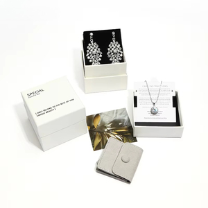 Oem Custom Logo Paper Jewelry <b>Boxes</b> Base and Lid Cardboard Gift Packaging Box with Paper Box Silver Polishing Cloth - Product Image 1