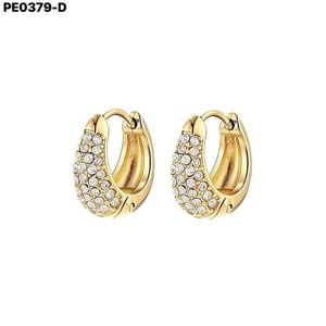Pendientes de aro Amy Amy Fashion, chapados en plata, con cristales de imitación y engaste pavé, joyería de fiesta para mujer PE0379 - Product Image 2