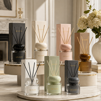Bouteille diffuseur de parfum en verre transparent 150 ml avec bâtonnets, étiquettes personnalisées, pour décoration intérieure, avec boîte