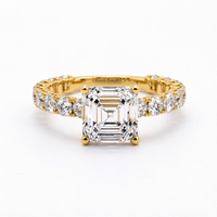 Anello di fidanzamento a mezza eternità con diamante coltivato in laboratorio, certificato IGI CVD 2 carati D VS1 taglio Asscher, in oro 18K/14K per la sposa di lusso