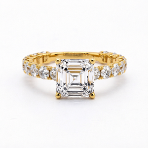 Bague en or 18 carats plaqué or avec diamant de laboratoire taille princesse certifié IGI, couleur D, unisexe, pour fiançailles et mariage - Product Image 1
