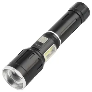 New white laser flashlight outdoor lighting telescopic zoom multi-functional COB side light flashlight