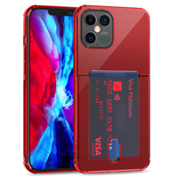 Portefeuille en plastique antidérapant avec porte-cartes, pour iphone 12, étui résistant aux chocs en tpu
