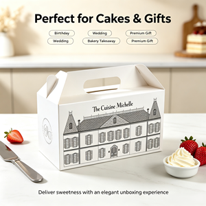 Caja de Pastel de Queso Desechable para Llevar con Impresión Personalizada, Caja para Transportar Pasteles, Caja de Embalaje para Pastel de Cumpleaños con Asa - Product Image 4