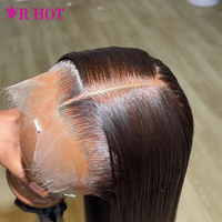 Sacs à perruques personnalisés en gros, emballage pour cheveux humains, perruque à plusieurs couches, cheveux vierges européens, perruque transparente à dentelle frontale sans colle pour femmes