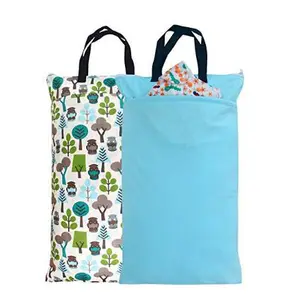 Washable Hanging wet dry bag collapsible baby wet bags waterproof wet clothes bag