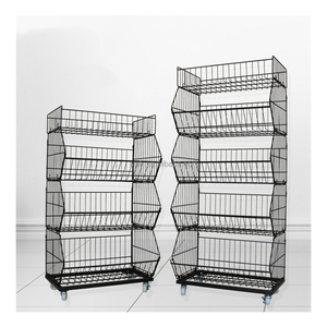 RH-BR600-5 scaffale di piccole dimensioni 600*450*1400mm 5 strati 600mm impilabile espositore per cestini in filo metallico - Product Image 2