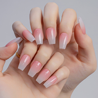 Vente en gros d'ongles de presse acryliques dégradés roses faits à la main 10 pièces d'ongles artificiels français de haute qualité à couverture complète Faux ongles