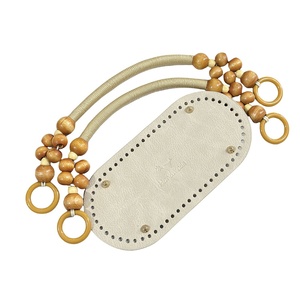 Sac à main vintage europé<span class=keywords><strong>en</strong></span> et américain <span class=keywords><strong>en</strong></span> <span class=keywords><strong>cuir</strong></span> PU imperméable avec accessoires perlés, poignée <span class=keywords><strong>en</strong></span> perles de bois, sac à main tissé DIY - Product Image 6
